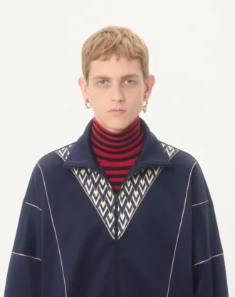 Valentino Acetate Sweatshirt With Zipper And Inlaid Toute La V Print