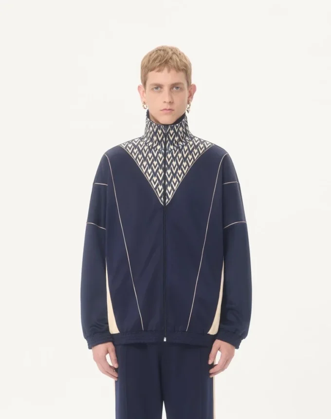 Valentino Acetate Sweatshirt With Zipper And Inlaid Toute La V Print