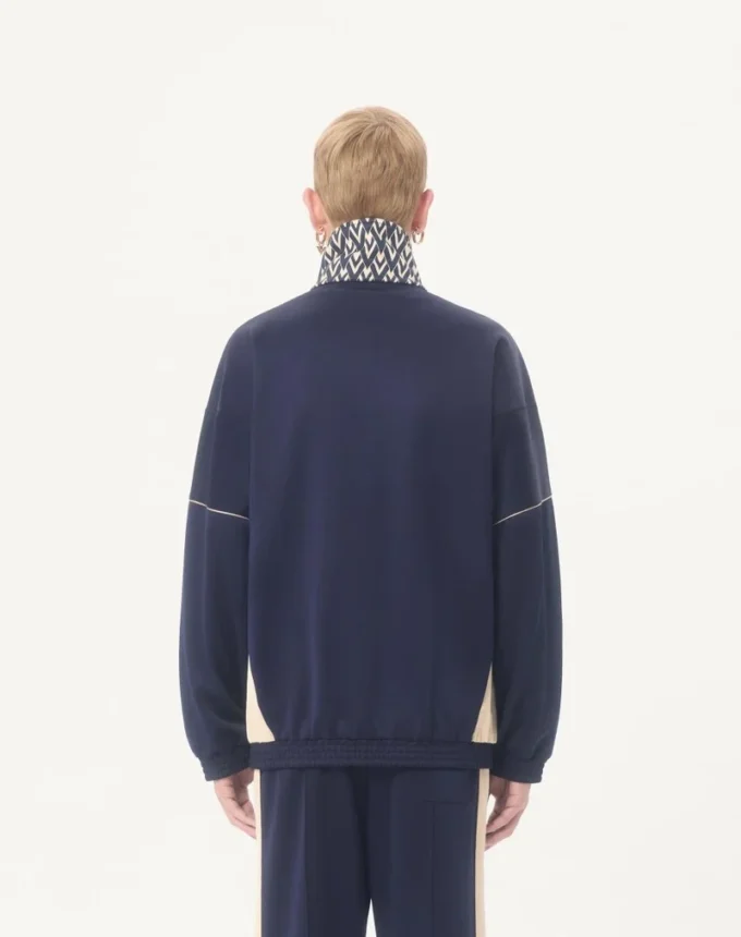 Valentino Acetate Sweatshirt With Zipper And Inlaid Toute La V Print