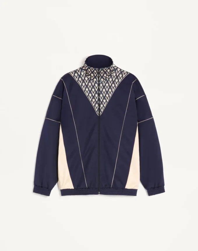 Valentino Acetate Sweatshirt With Zipper And Inlaid Toute La V Print