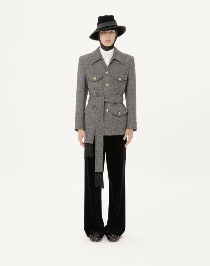 Valentino Boutonné Wool Safari Jacket With Belt
