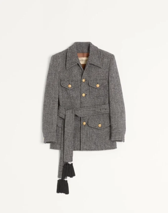 Valentino Boutonné Wool Safari Jacket With Belt