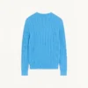 Valentino cable-knit cotton crew neck sweater with VLogo on the chest