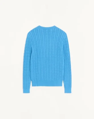Valentino cable-knit cotton crew neck sweater with VLogo on the chest