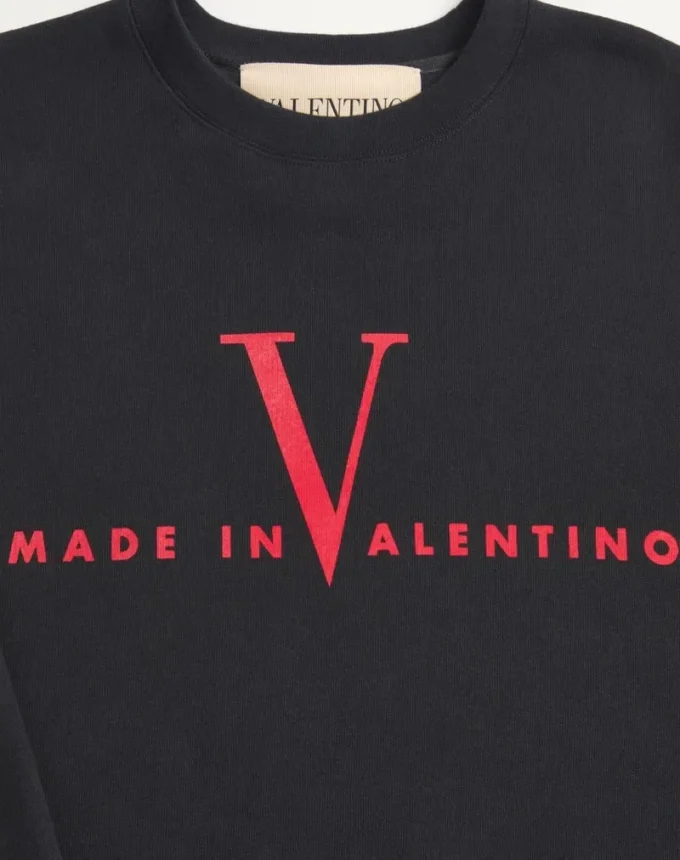 Valentino Cotton Crewneck Sweatshirt With Made In Valentino Print