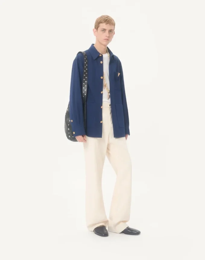 Valentino Cotton Gabardine Shirt Jacket with VGold