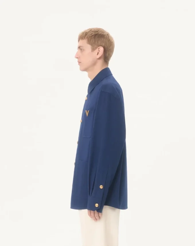 Valentino Cotton Gabardine Shirt Jacket with VGold