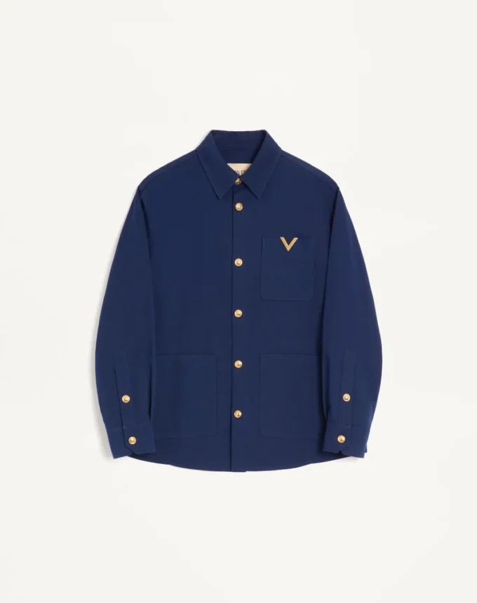 Valentino Cotton Gabardine Shirt Jacket with VGold