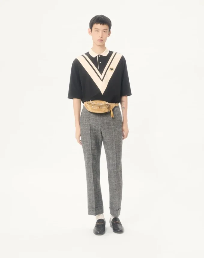 Valentino Cotton Polo with Inlaid V and Embroidered Panther Patch Valentino Cotton Polo with Inlaid V and Embroidered Panther Patch