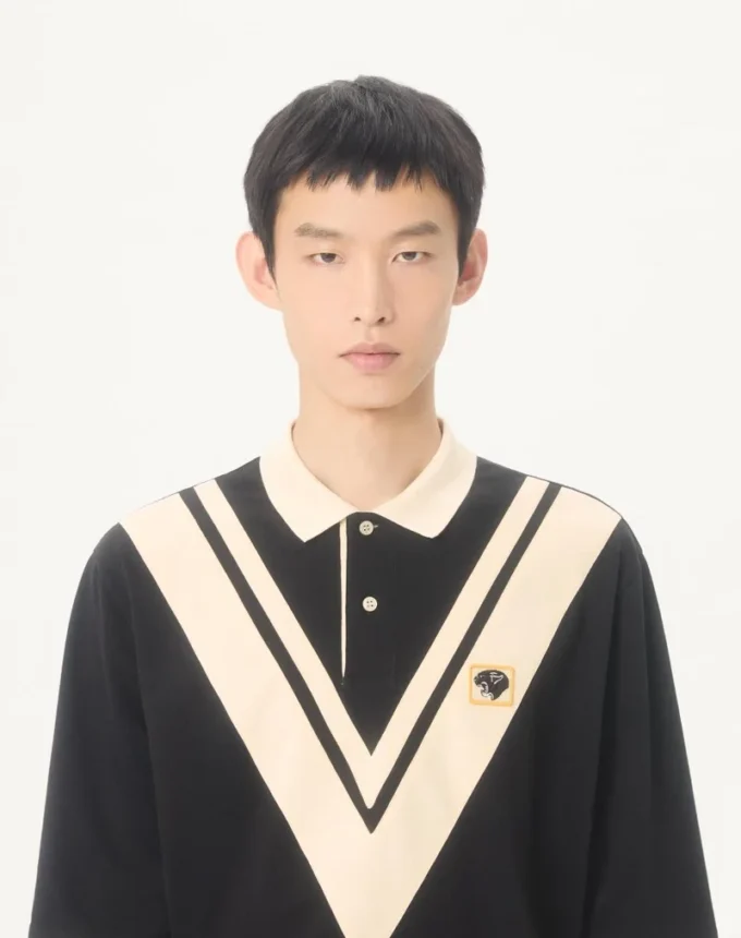 Valentino Cotton Polo with Inlaid V and Embroidered Panther Patch Valentino Cotton Polo with Inlaid V and Embroidered Panther Patch