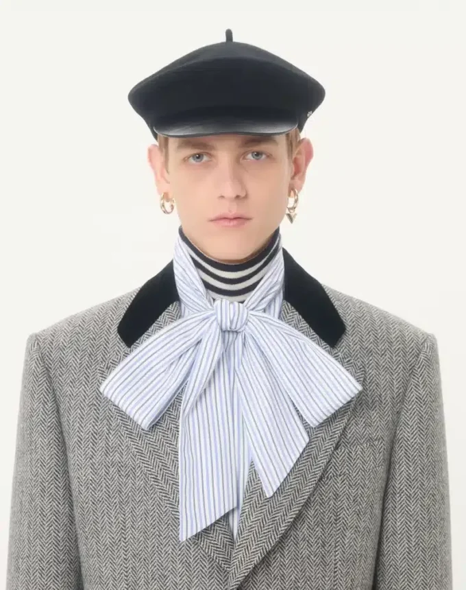 Valentino Cotton Poplin Shirt with Scarf Collar and Vlogo Embroidery