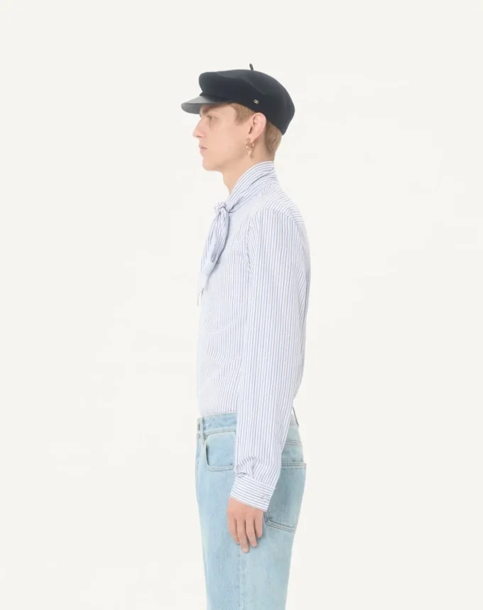 Valentino Cotton Poplin Shirt with Scarf Collar and Vlogo Embroidery