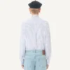 Valentino Cotton Poplin Shirt with Scarf Collar and Vlogo Embroidery