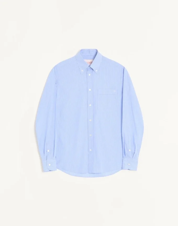 Valentino cotton poplin shirt with VLogo embroidery