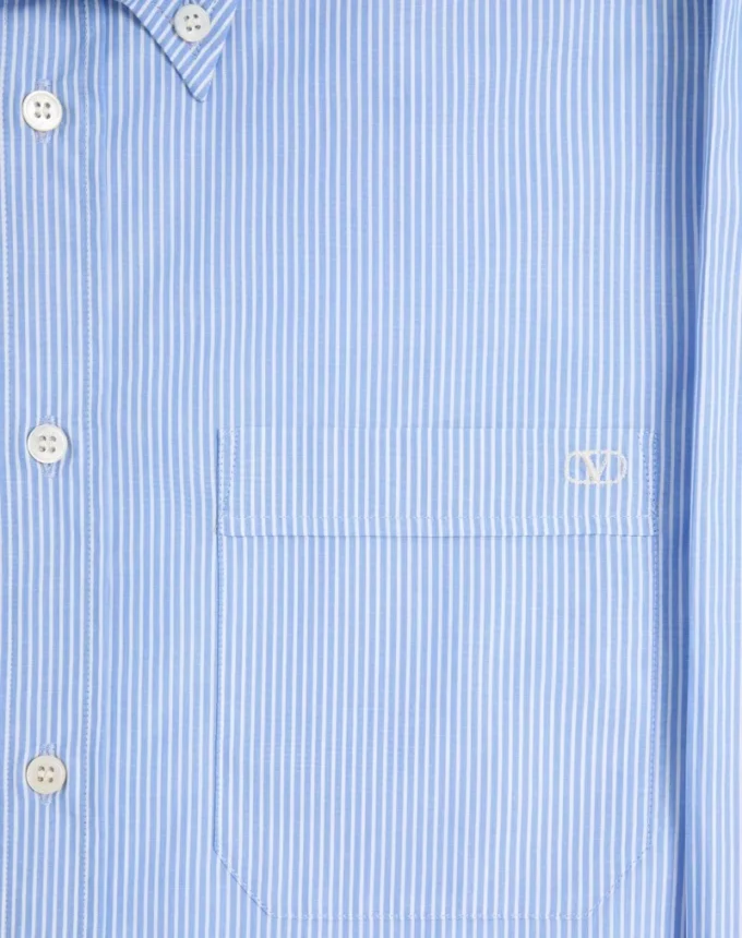 Valentino cotton poplin shirt with VLogo embroidery