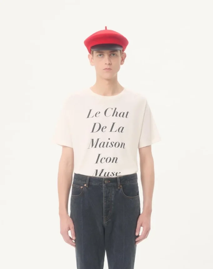 Valentino Cotton T-Shirt with Le Chat De La Maison Icon Muse Anti Hero Print