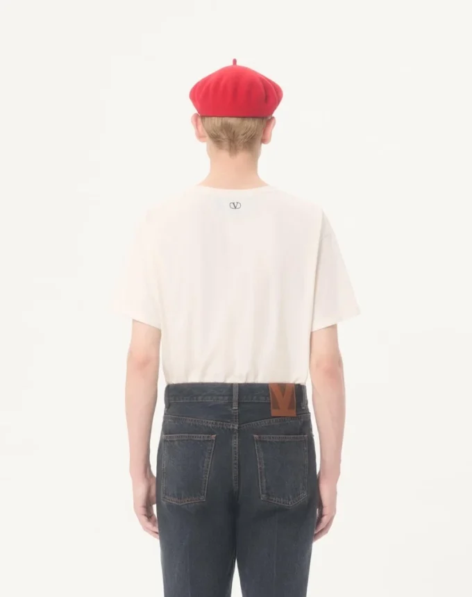 Valentino Cotton T-Shirt with Le Chat De La Maison Icon Muse Anti Hero Print