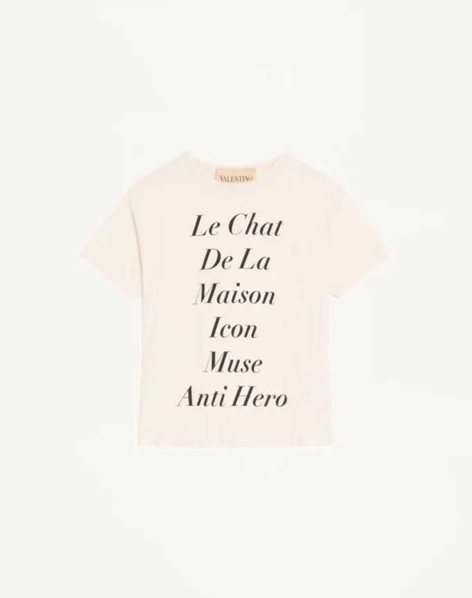 Valentino Cotton T-Shirt with Le Chat De La Maison Icon Muse Anti Hero Print
