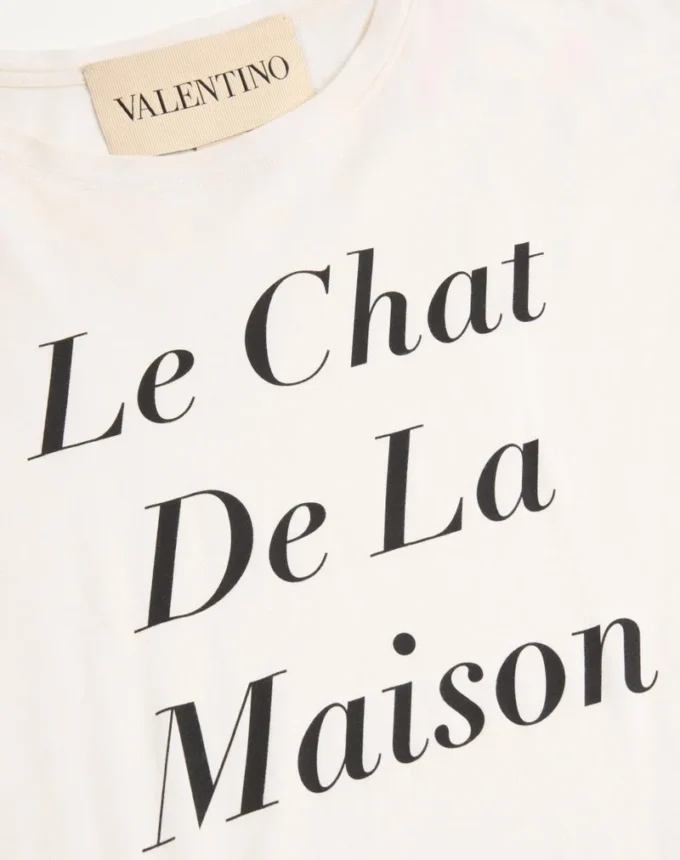 Valentino Cotton T-Shirt with Le Chat De La Maison Icon Muse Anti Hero Print