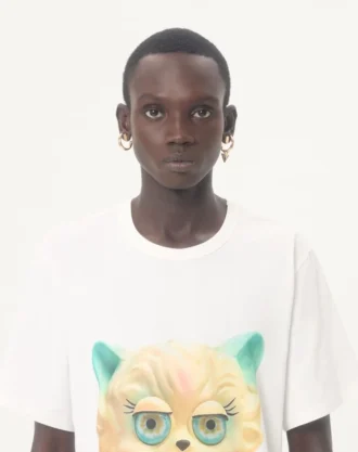 Valentino Cotton T-Shirt with Le Chat De La Maison Print