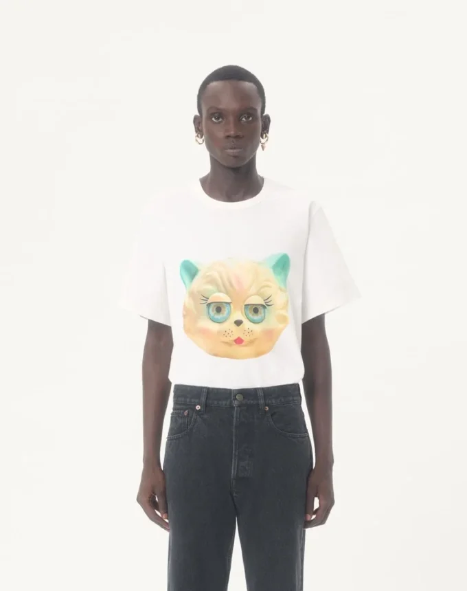 Valentino Cotton T-Shirt with Le Chat De La Maison Print