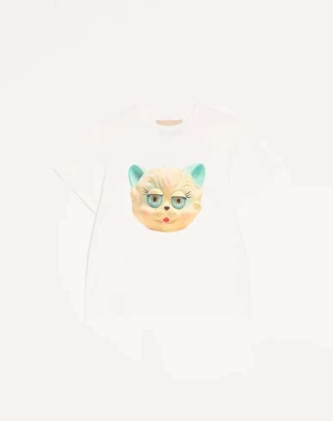 Valentino Cotton T-Shirt with Le Chat De La Maison Print
