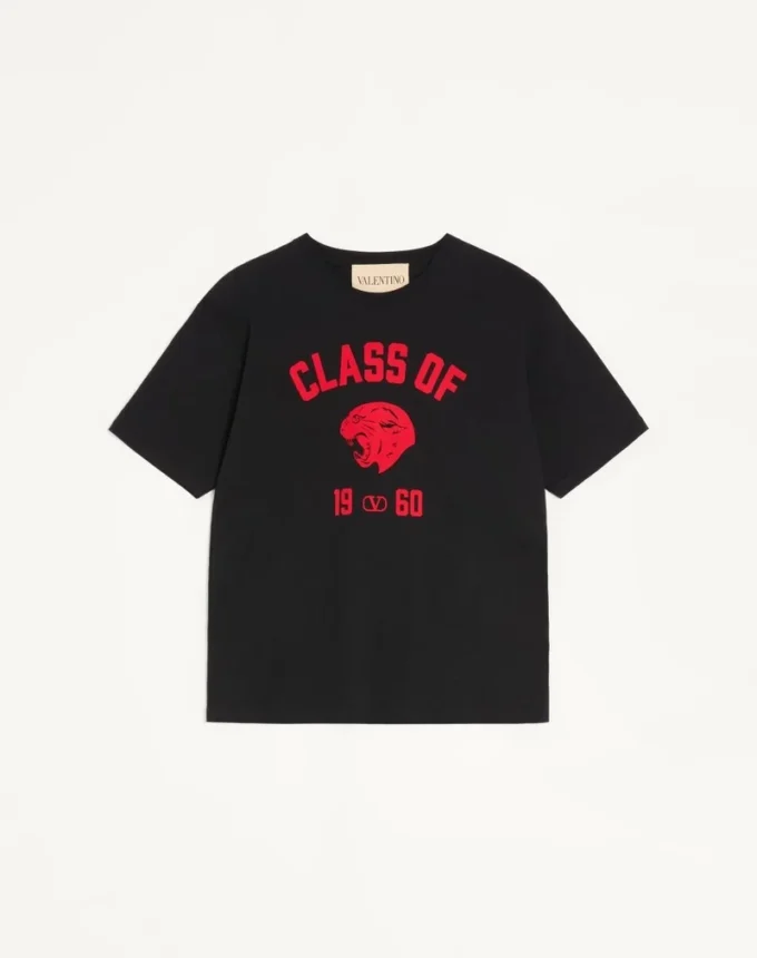 Valentino Cotton T-Shirt with Panther Print