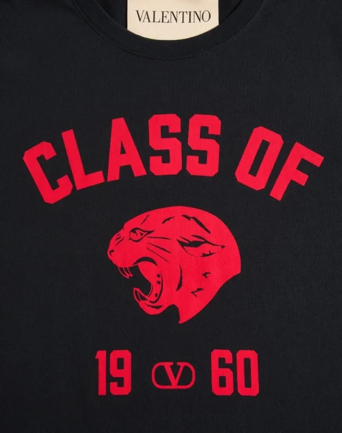 Valentino Cotton T-Shirt with Panther Print