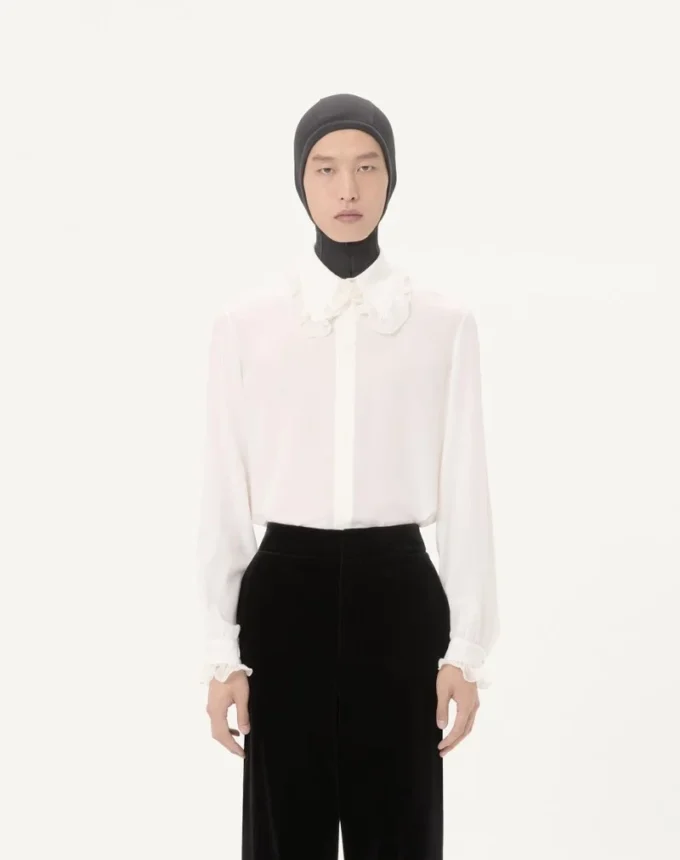 Valentino Crepe De Chine Silk Shirt With Ruffles