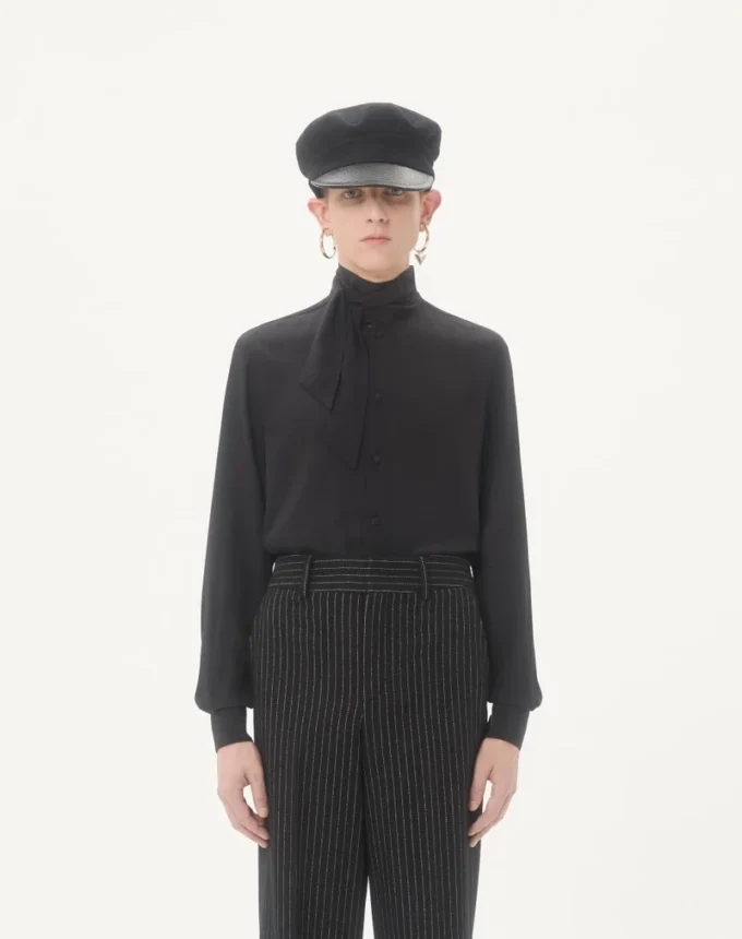 Valentino Crepe De Chine Silk Shirt With Scarf Collar Valentino Crepe De Chine Silk Shirt With Scarf Collar