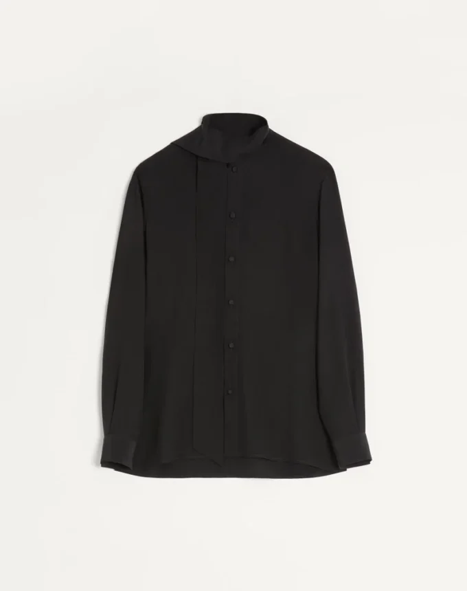 Valentino Crepe De Chine Silk Shirt With Scarf Collar Valentino Crepe De Chine Silk Shirt With Scarf Collar
