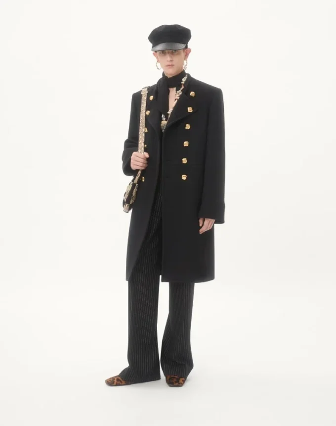 Valentino Double-Breasted Coat In Double Wool