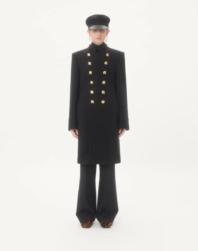 Valentino Double-Breasted Coat In Double Wool