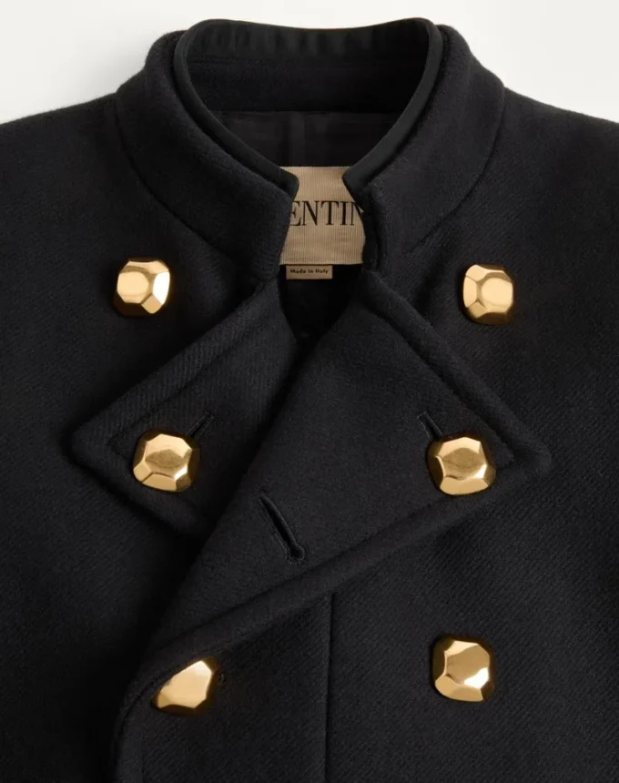 Valentino Double-Breasted Coat In Double Wool