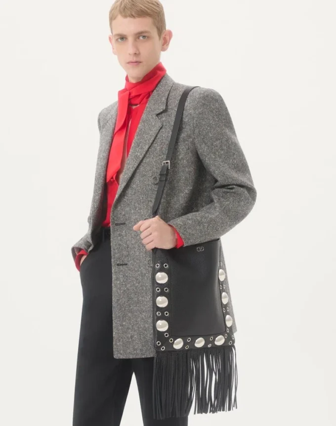 Valentino Double-Breasted Jacket In Natté Boutonné Wool