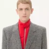 Valentino Double-Breasted Jacket In Natté Boutonné Wool