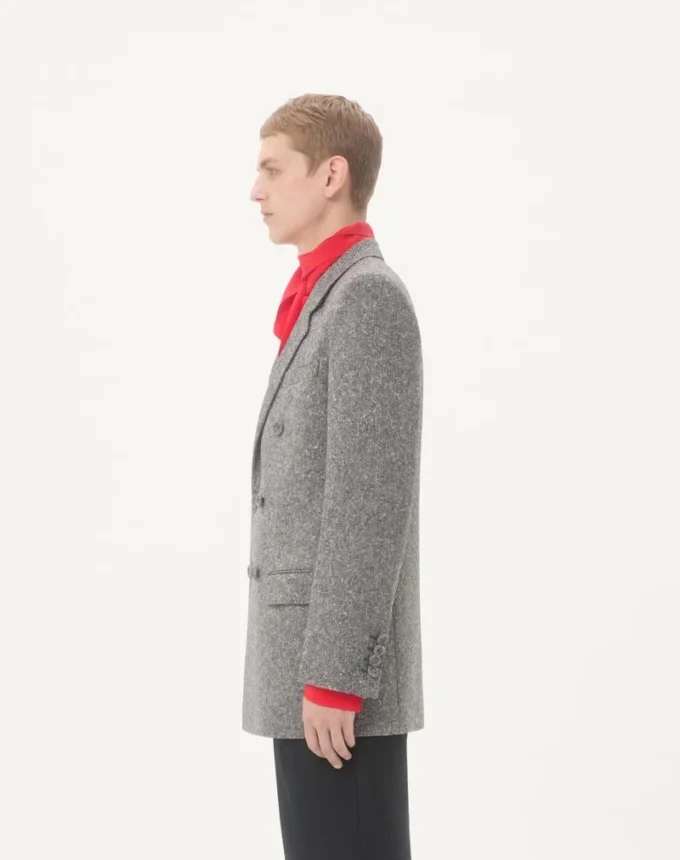 Valentino Double-Breasted Jacket In Natté Boutonné Wool