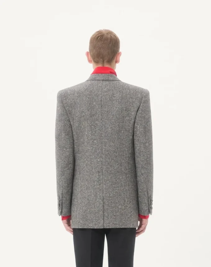 Valentino Double-Breasted Jacket In Natté Boutonné Wool