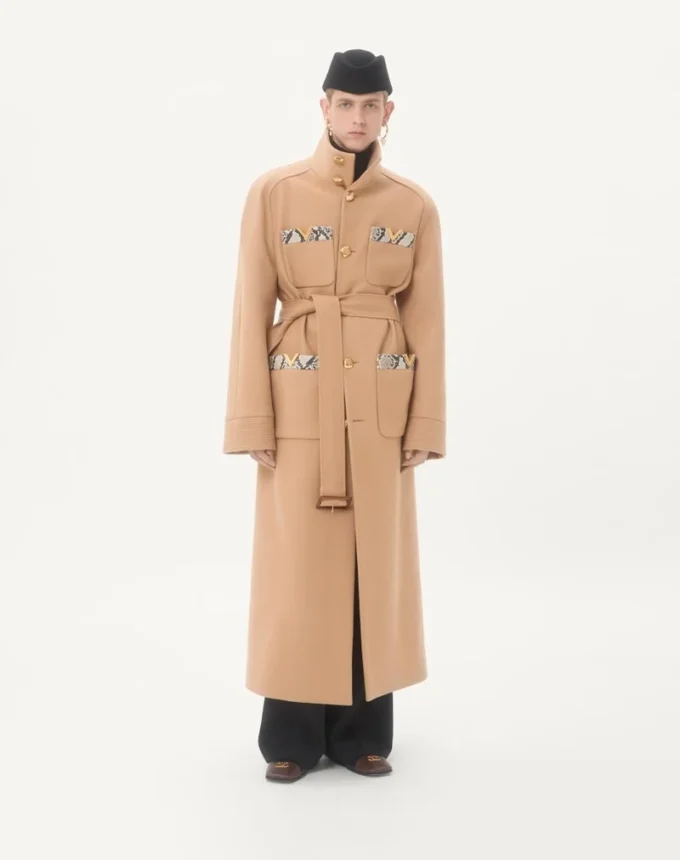 Valentino Double-Breasted Trench Coat In Wool Felt With Ayers Inserts