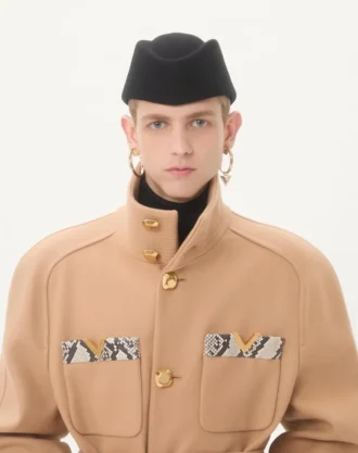 Valentino Double-Breasted Trench Coat In Wool Felt With Ayers Inserts