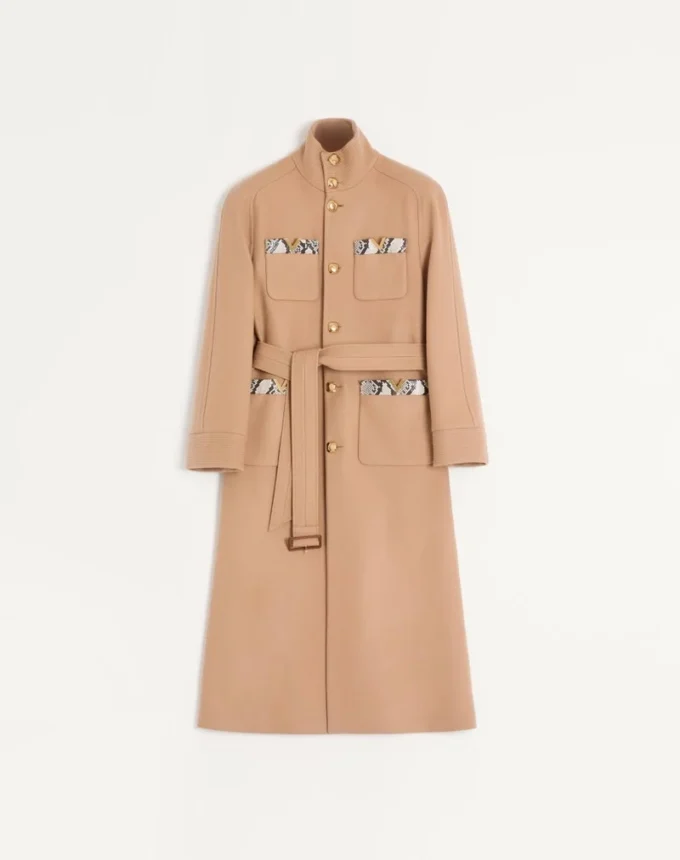 Valentino Double-Breasted Trench Coat In Wool Felt With Ayers Inserts