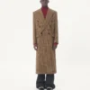 Valentino Double-Breasted Wool Coat with Glen Plaid Pattern
