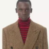 Valentino Double-Breasted Wool Coat with Glen Plaid Pattern