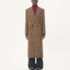 Valentino Double-Breasted Wool Coat with Glen Plaid Pattern