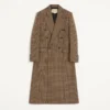 Valentino Double-Breasted Wool Coat with Glen Plaid Pattern
