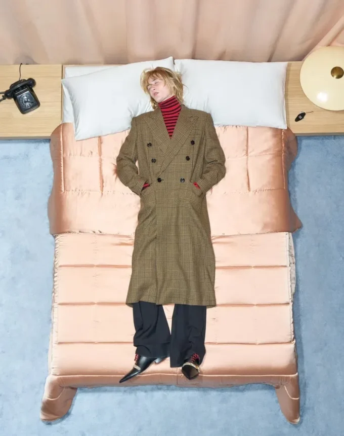 Valentino Double-Breasted Wool Coat with Glen Plaid Pattern