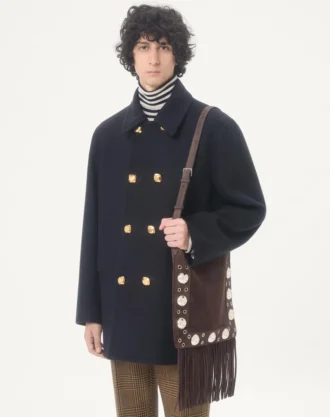 Valentino Double-Breasted Wool Felt Coat