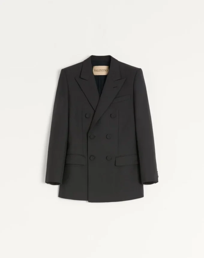 Valentino Double-Breasted Wool Gabardine Jacket