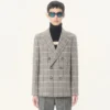 Valentino Double-Breasted Wool Jacket With Check Pattern Valentino Double-Breasted Wool Jacket With Check Pattern