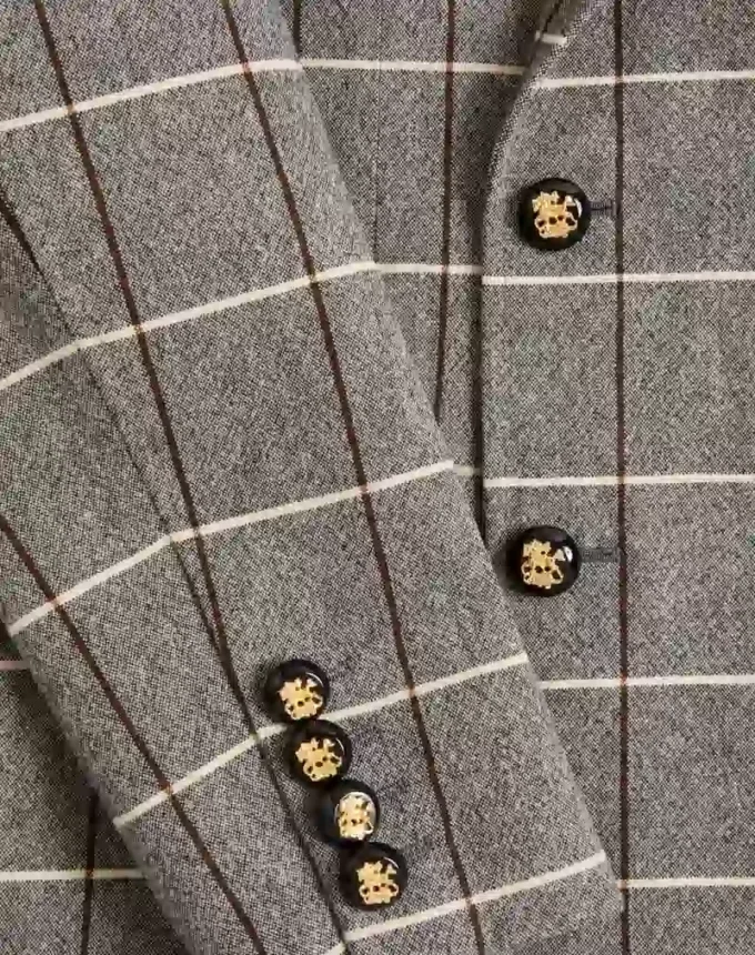 Valentino Double-Breasted Wool Jacket With Check Pattern Valentino Double-Breasted Wool Jacket With Check Pattern